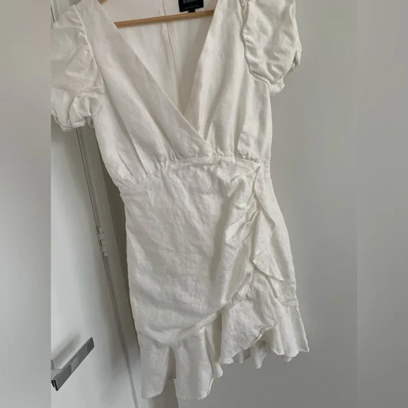 Bardot Ivory Mini Wrap Ruffle Dress - Picture 6 of 7